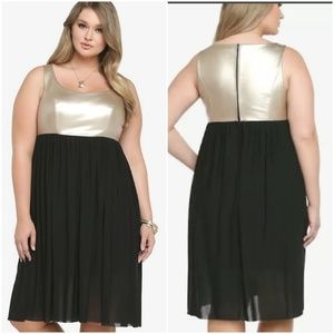Torrid Faux Leather and Ponte Dress Black Gold
